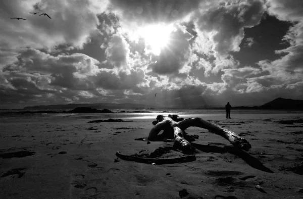 Persona Sola Sulla Spiaggia — Foto Stock