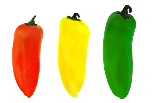 Two Yellow Peppers Isolated White Background — Stock Photo, Image