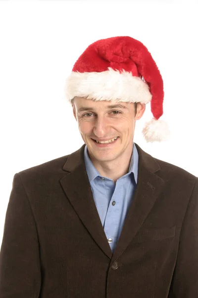 Mann Mit Weihnachtsmütze — Stockfoto