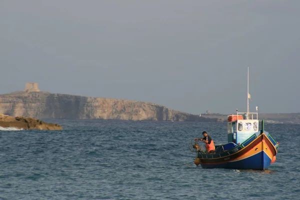 Vista Del Barco Pesca Orilla —  Fotos de Stock