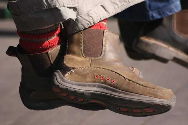 Gros Plan Une Paire Bottes Pour Hommes — Photo