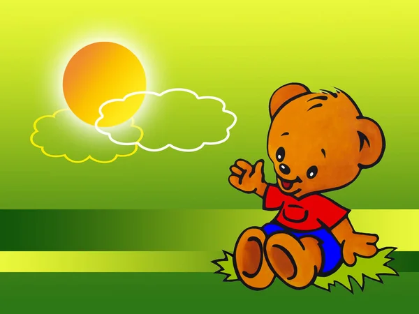Μικρή Αρκούδα Χαιρετά Τον Ήλιο — Φωτογραφία Αρχείου