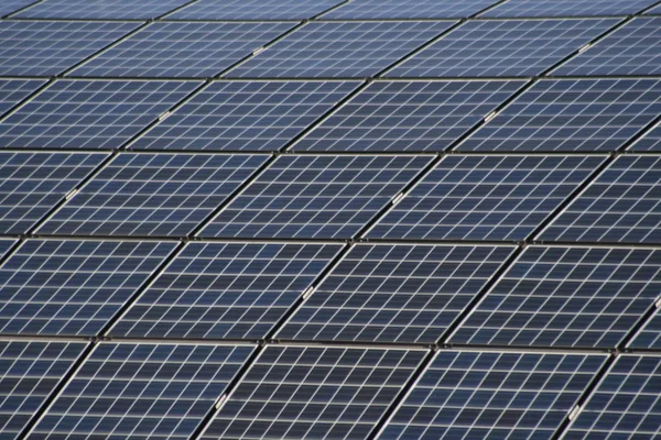Energia Elétrica Painéis Células Solares — Fotografia de Stock