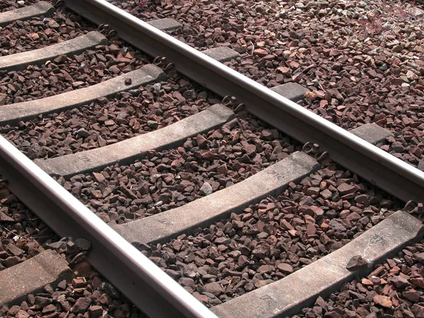 Trilhos Trem Vazios Campo — Fotografia de Stock