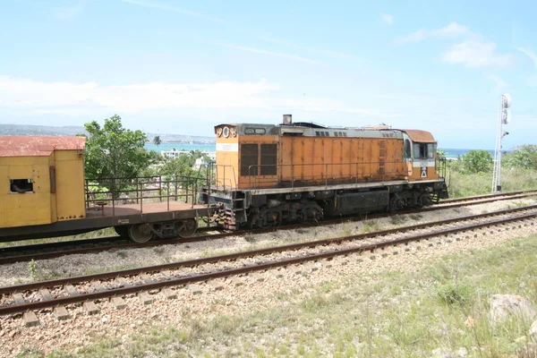 Muitas Mercadorias São Transportadas Cuba Por Ferrovia Aqui Vemos Trem — Fotografia de Stock