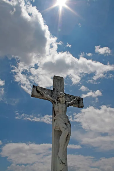 Vista Panorámica Del Crucifijo Cristiano — Foto de Stock