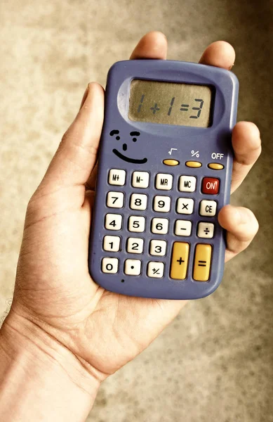 Hand Holding Calculator Telephone — Stock Photo, Image