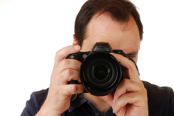 Profesionální Fotograf Fotoaparátem — Stock fotografie