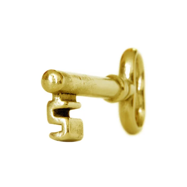 Gouden Sleutel Geïsoleerd Wit — Stockfoto