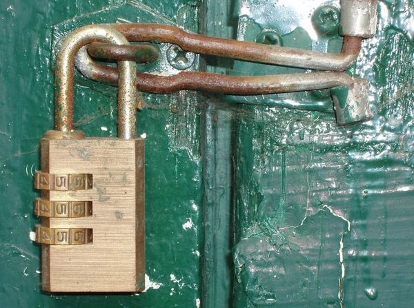 Old Padlock Door — Stock Photo, Image