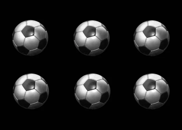 Silver Footballs Black — Stock Photo, Image