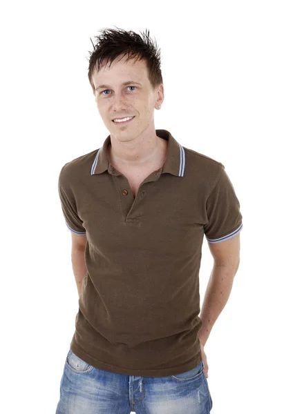 Young Casual Man Isolated White Background — Stock Photo, Image