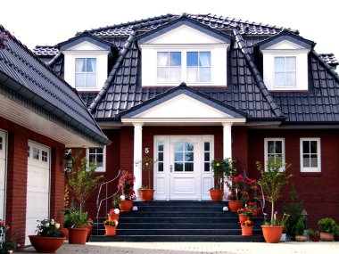 modern house exterior, vintage style clipart