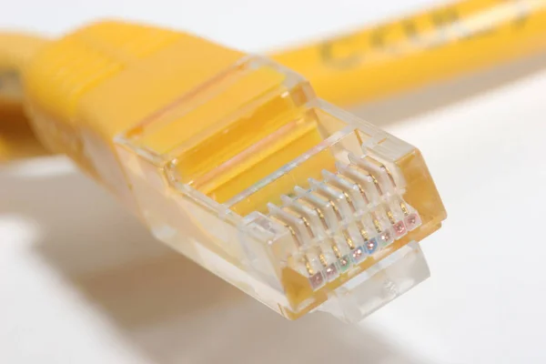 Yellow Computer Network Cable — Stock Photo, Image