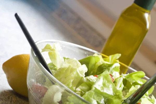 Vista Close Saborosa Salada Fresca — Fotografia de Stock