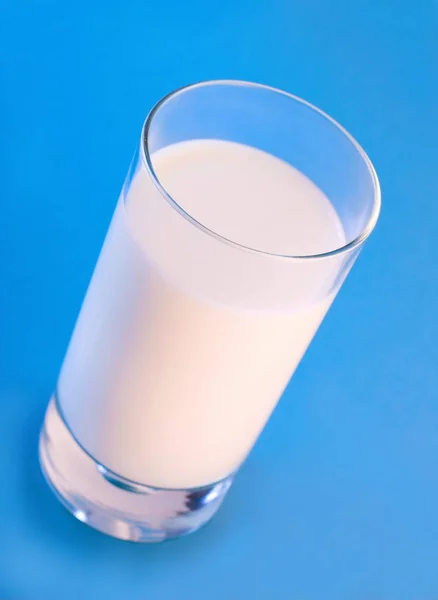 Glass Milk Blue Background — Stock Photo, Image