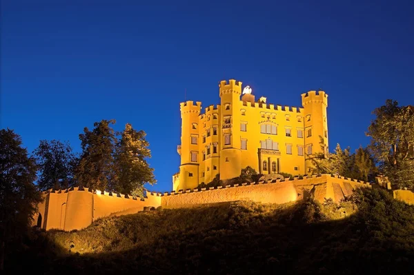 Hohenschwangau Castelo Noite Viagens Arquitetura Conceito — Fotografia de Stock