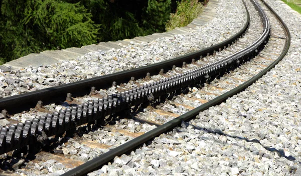 Trilhos Uma Ferrovia Rack — Fotografia de Stock