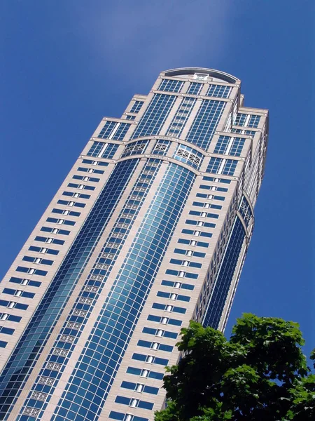 Vue Panoramique Urbaine Façade Des Gratte Ciel Modernes — Photo