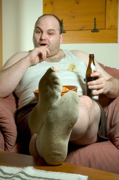 Uomo Ubriaco Con Birra Mano — Foto Stock