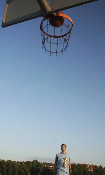 Basket Spelare Aktion Planen — Stockfoto