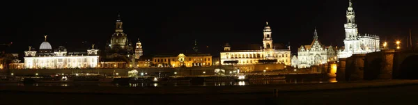 Panorama Individual Photos Dresden Night — Stock Photo, Image