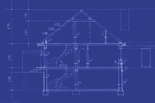 Rysunek Architektoniczny Budynku Ilustracja Wektora — Zdjęcie stockowe