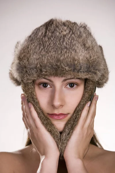 Woman Fur Hat — Stock Photo, Image