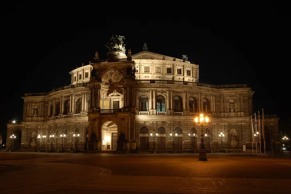 Dresden Semperoper Notte — Foto Stock