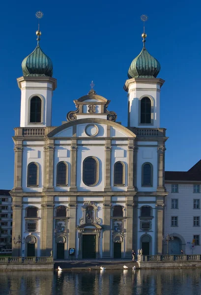 Fasada Kościoła Jezuitów Lucerna — Zdjęcie stockowe