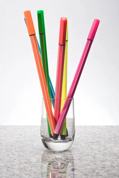 Colorful Pencils Glass White Background — Stock Photo, Image