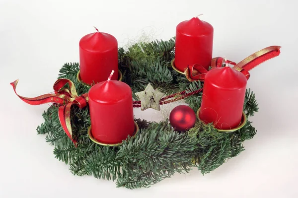 Advent Vier Rode Kaarsen — Stockfoto