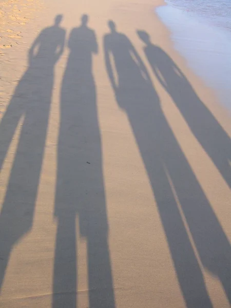 Une Silhouette Personnes Sur Plage Fuerteventura Par Photographié Avec Canon — Photo