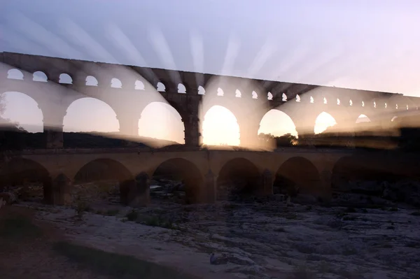Pont Gard Římský Akvadukt — Stock fotografie