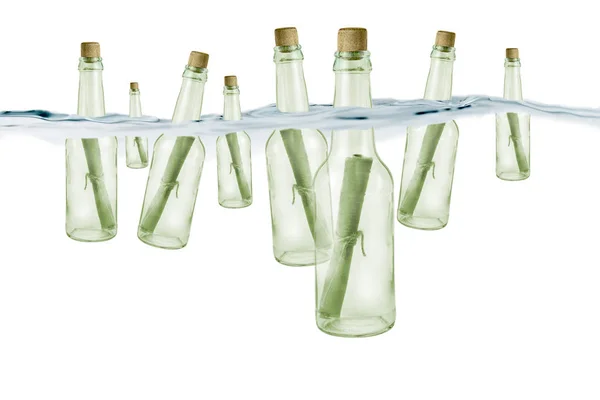 Bottiglie Vetro Verde Isolato Sfondo Bianco — Foto Stock