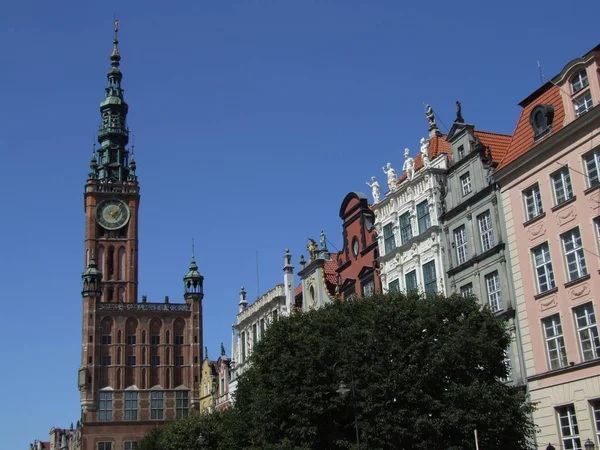 Gdansk Câmara Municipal Frentes Casas — Fotografia de Stock