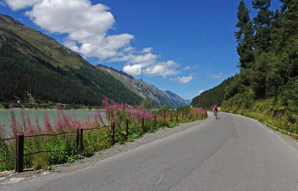 Dağlarda Yolu Olan Bir Dağ Manzarası — Stok fotoğraf