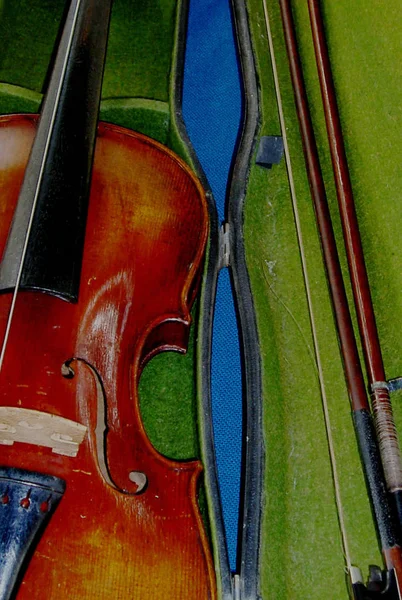 Violino Instrumentos Musicais Mesa — Fotografia de Stock