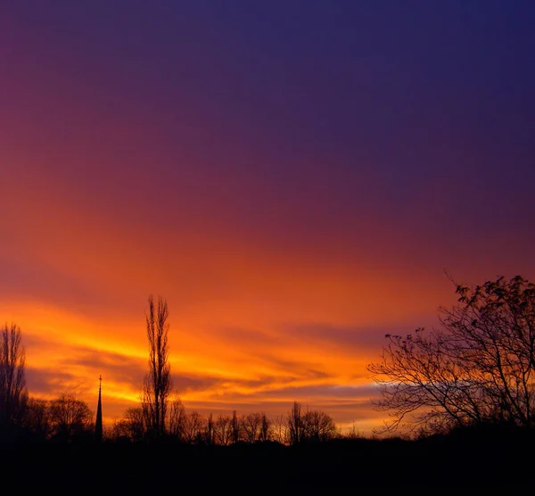 Sonnenaufgang Oder Sonnenuntergang Schöner Himmel — Stockfoto