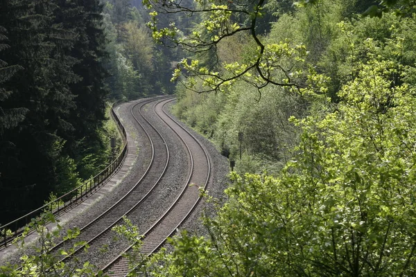 Demiryolu Rayları Tren Yolu — Stok fotoğraf