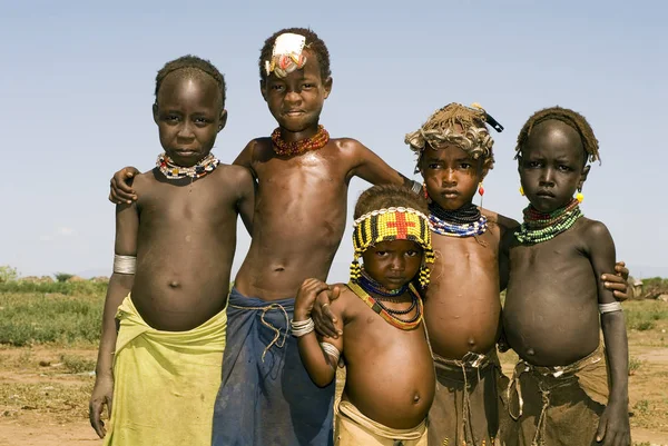 Kinder Des Stamms Der Galeb Unteren Omo Tal Tiefen Süden — Stockfoto