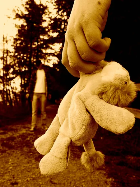 Κοριτσάκι Που Κρατάει Αρκουδάκι — Φωτογραφία Αρχείου