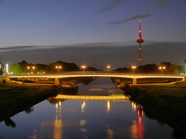 Torre Televisión Río Abajo Mannheim — Foto de Stock