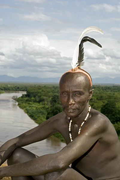 Guerrier Karo Ethiopie Sud — Photo