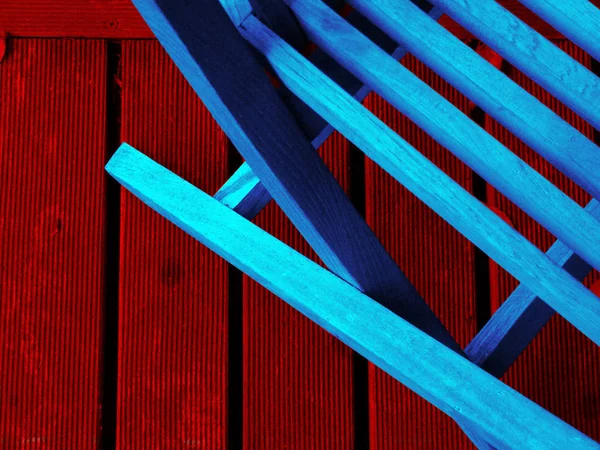 Houten Planken Met Rode Groene Strepen — Stockfoto