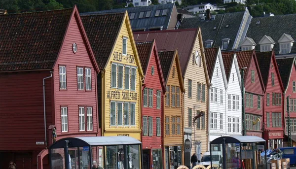Ιστορικά Σπίτια Στο Bergen Norway — Φωτογραφία Αρχείου