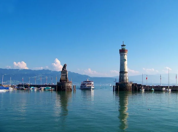 Vista Clásica Entrada Del Puerto Lindau Bodensee Mis Fotos Continuación —  Fotos de Stock