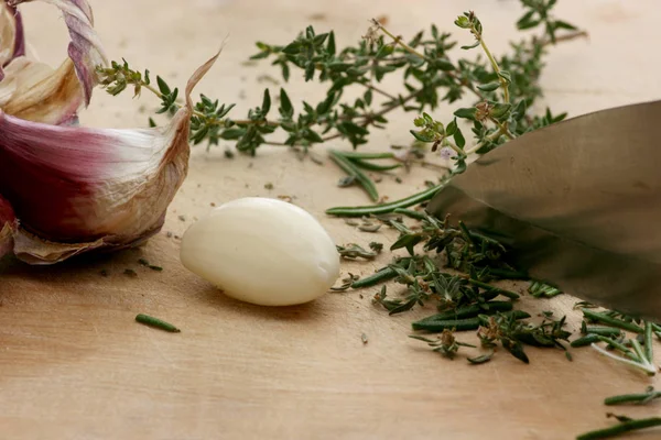 Chop Herbs Garlic — Stock Photo, Image