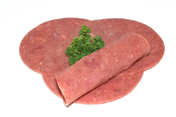 Concepto Alimentos Carne Salami Hora Aperitivos —  Fotos de Stock