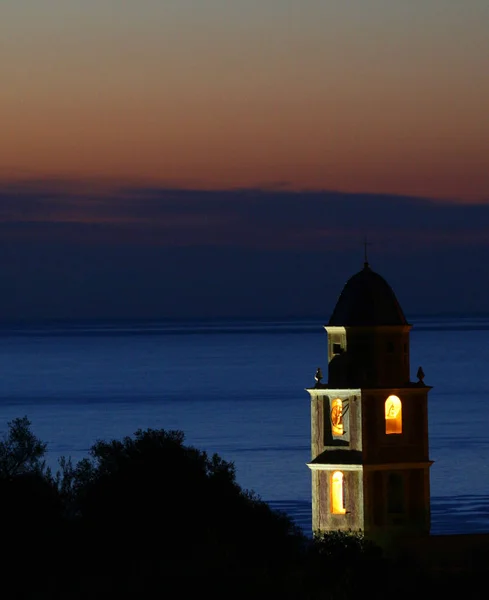 Tour Église Italienne Lever Soleil — Photo